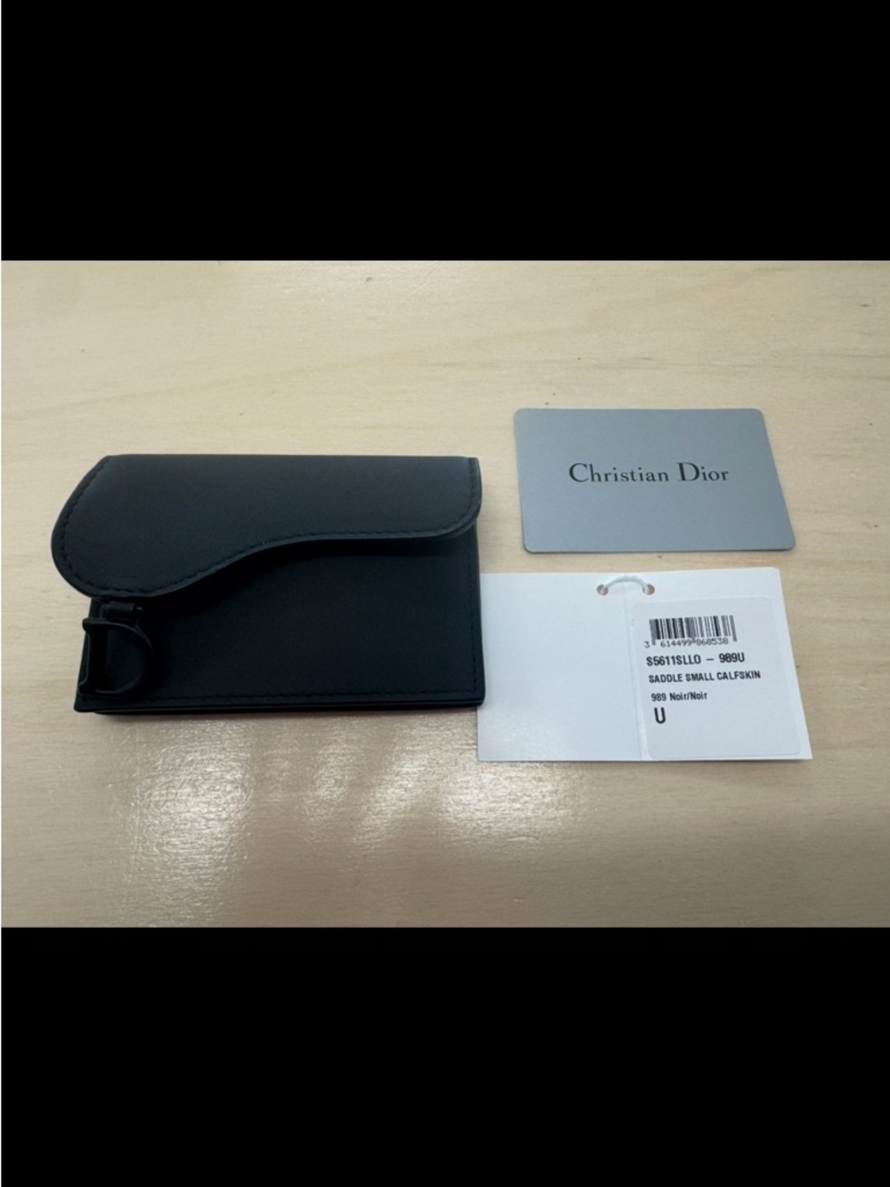 Dior Black Leather Card Holder with D Charm - Picture 4 of 7